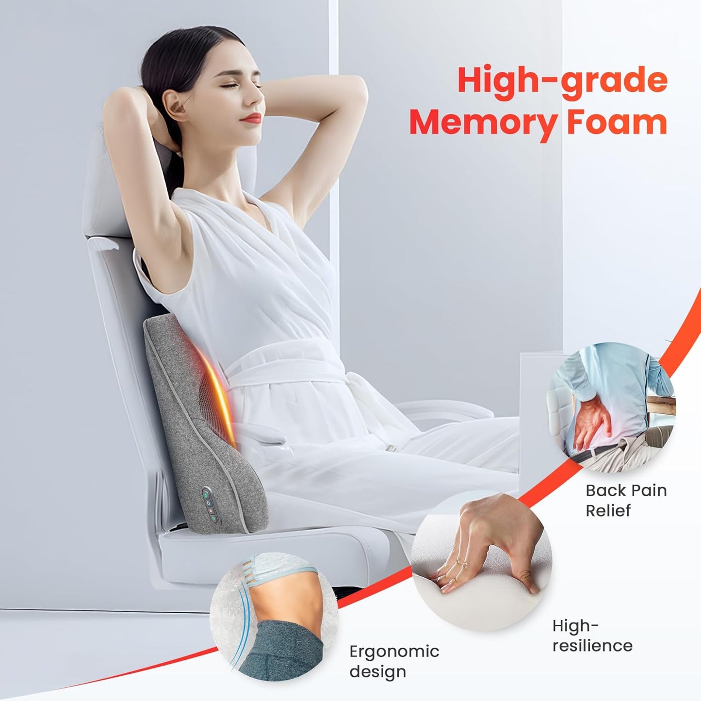 ComfyShiatsu™ - Shiatsu Back Massager with Heat Memory Foam