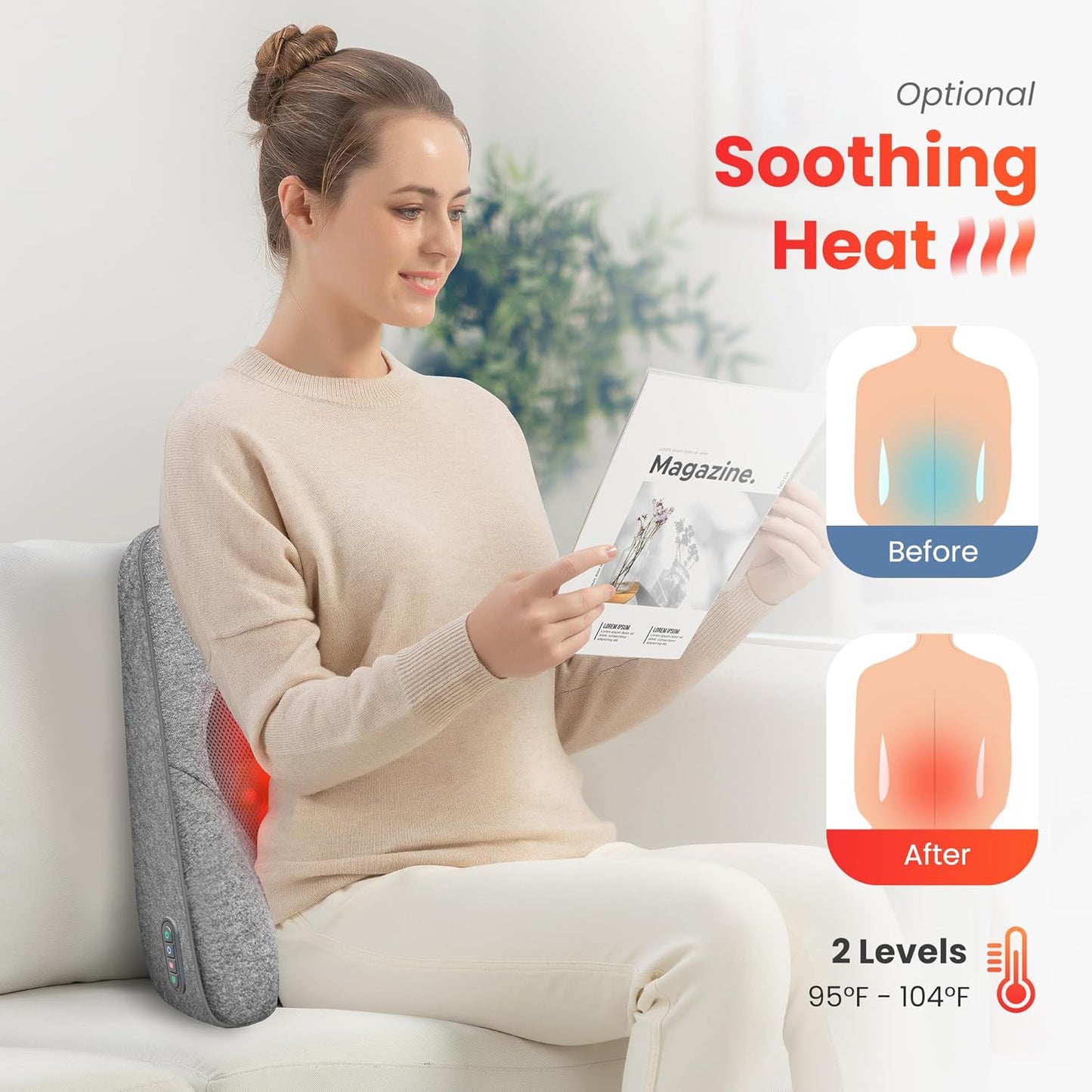 ComfyShiatsu™ - Shiatsu Back Massager with Heat Memory Foam