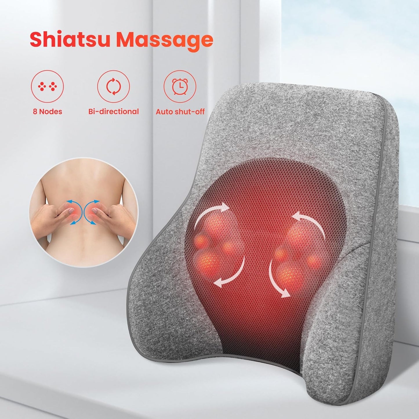 ComfyShiatsu™ - Shiatsu Back Massager with Heat Memory Foam
